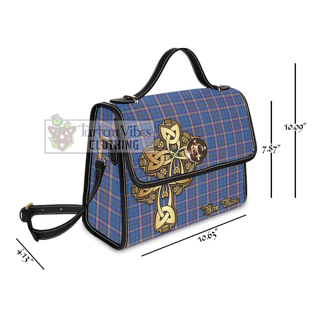 Tartan Vibes Clothing Cian Tartan Waterproof Canvas Bag Golden Thistle Celtic Cross Style