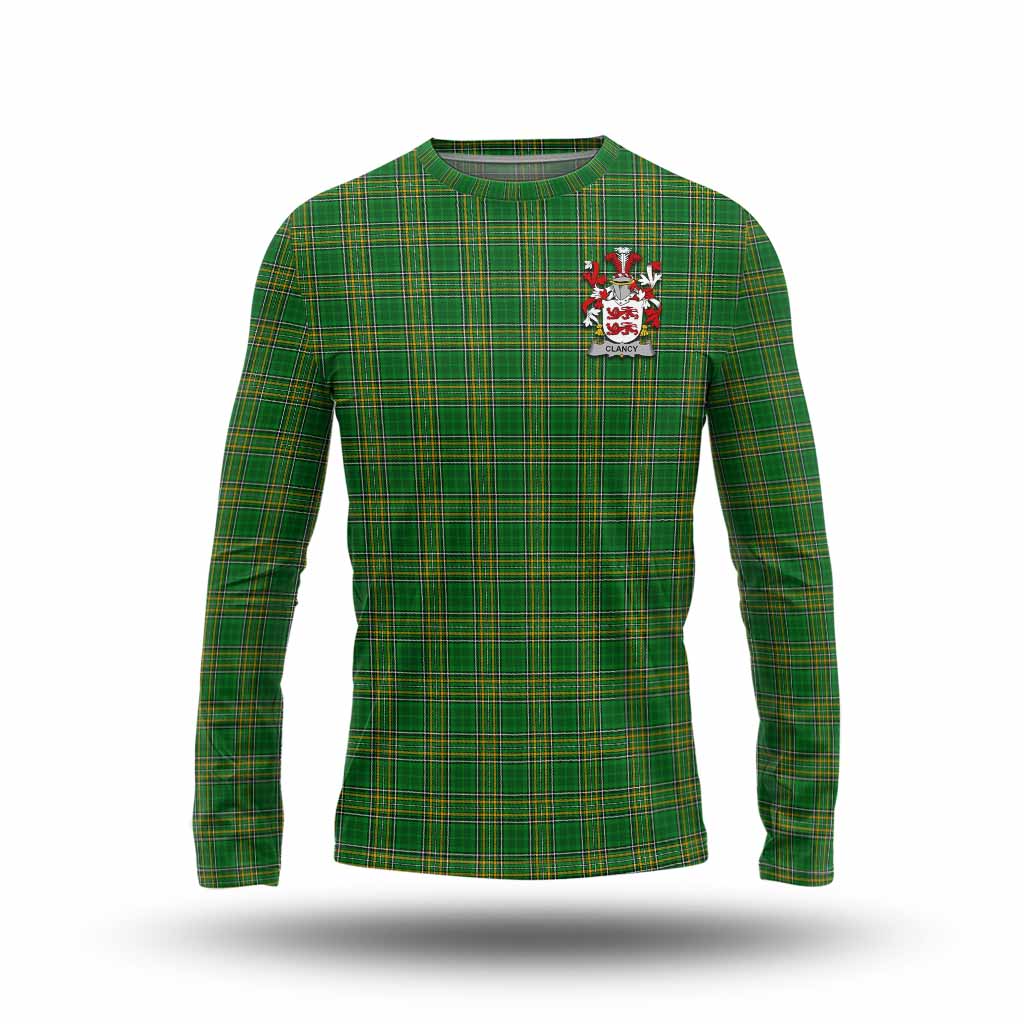 Tartan Vibes Clothing Clancy Irish Clan Tartan Long Sleeve T-Shirt with Coat of Arms