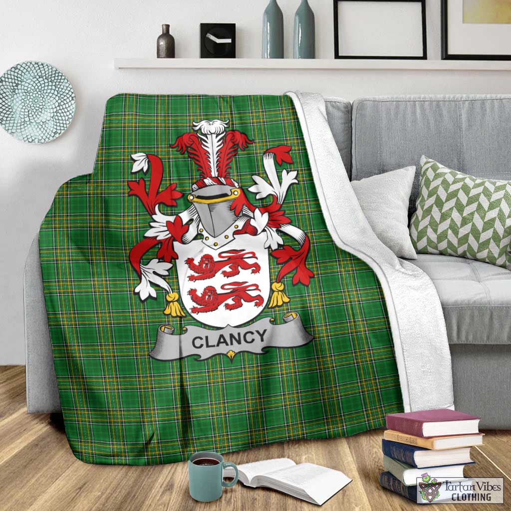 Tartan Vibes Clothing Clancy Irish Clan Tartan Blanket with Coat of Arms