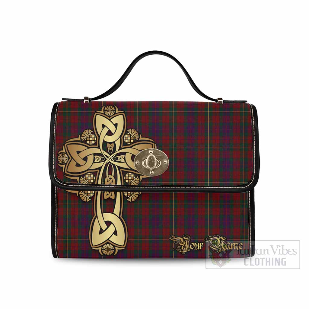 Tartan Vibes Clothing Clare County Ireland Tartan Waterproof Canvas Bag Golden Thistle Celtic Cross Style