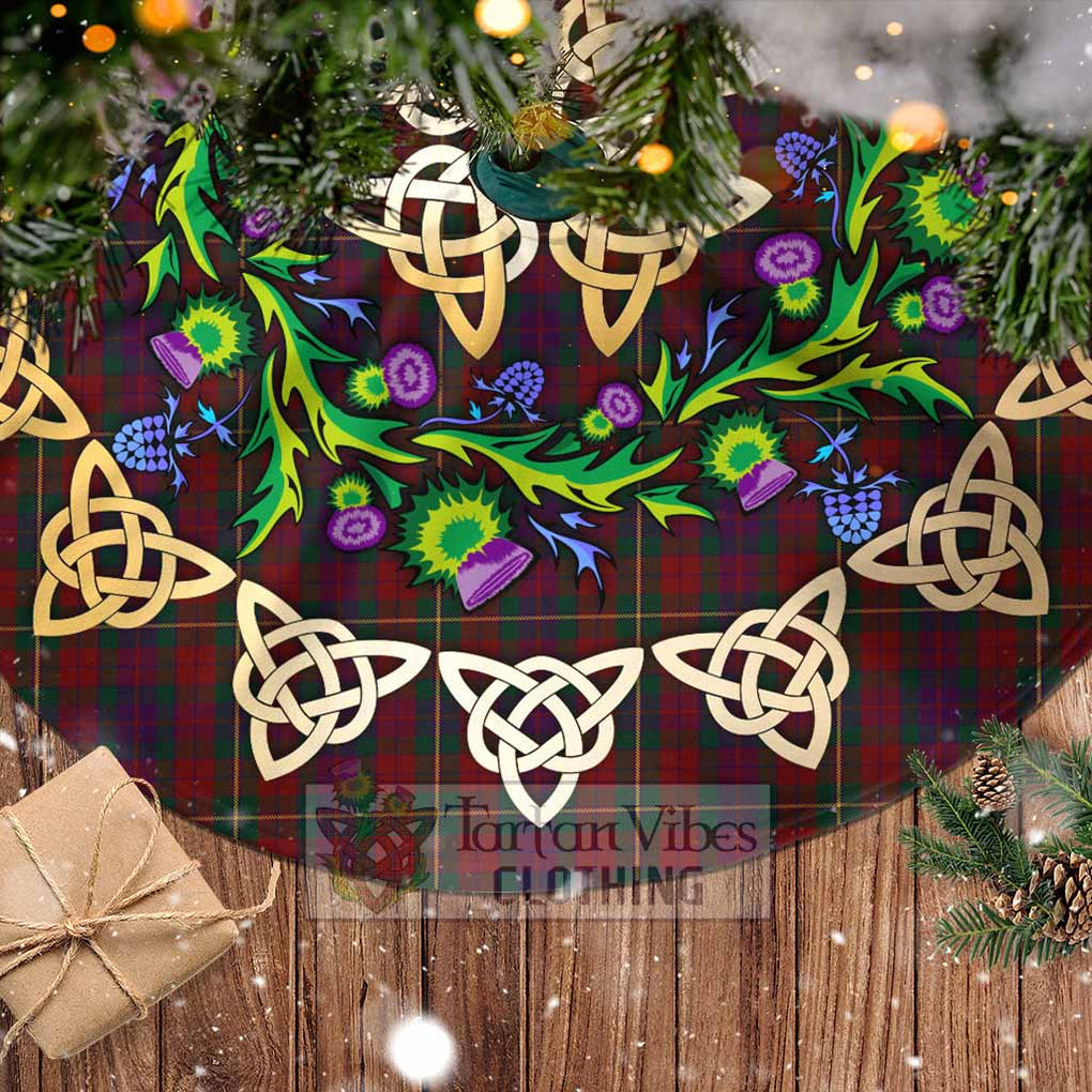 Tartan Vibes Clothing Clare County Ireland Tartan Christmas Tree Skirt with Thistle Celtic Knot Style