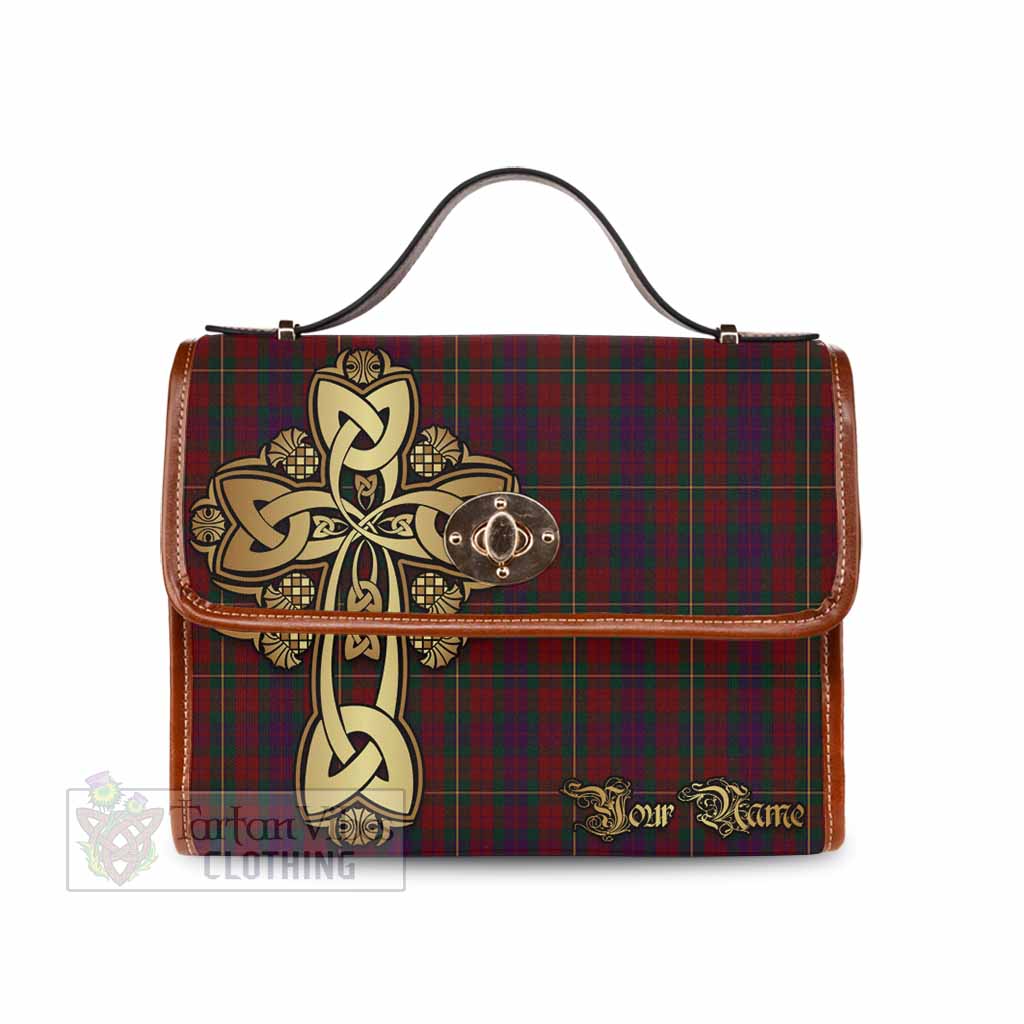 Tartan Vibes Clothing Clare County Ireland Tartan Waterproof Canvas Bag Golden Thistle Celtic Cross Style