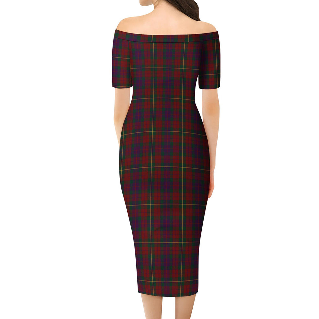 Clare County Ireland Tartan Off Shoulder Lady Dress - Tartanvibesclothing