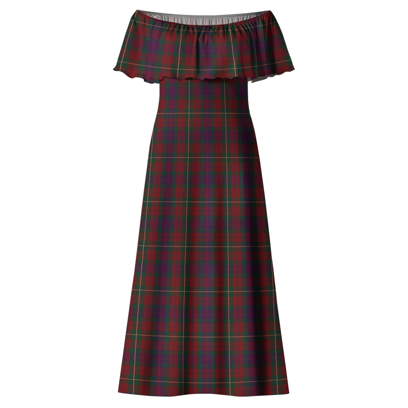 Clare County Ireland Tartan Off Shoulder Long Dress - Tartanvibesclothing