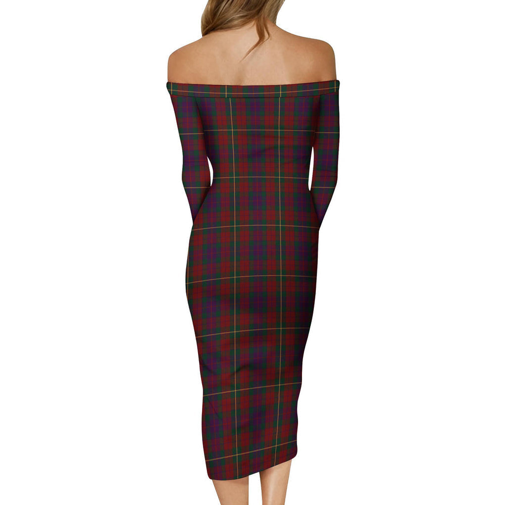 Clare County Ireland Tartan Off Shoulder Lady Dress - Tartanvibesclothing