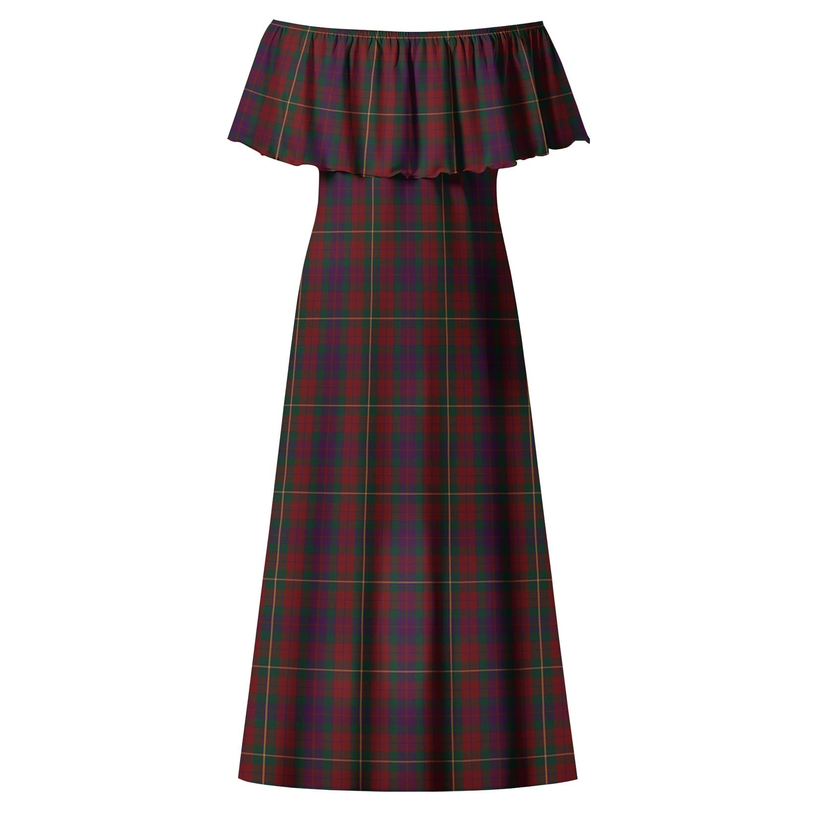 Clare County Ireland Tartan Off Shoulder Long Dress - Tartanvibesclothing