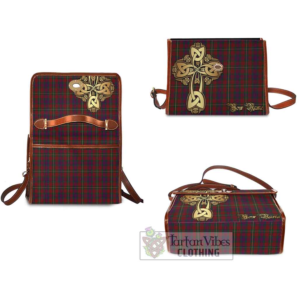 Tartan Vibes Clothing Clare County Ireland Tartan Waterproof Canvas Bag Golden Thistle Celtic Cross Style