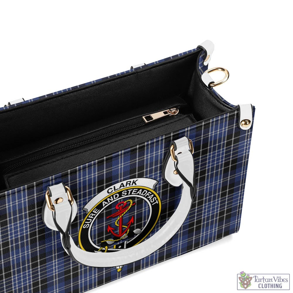 Tartan Vibes Clothing Clark Tartan Luxury Leather Handbags with Family Crest