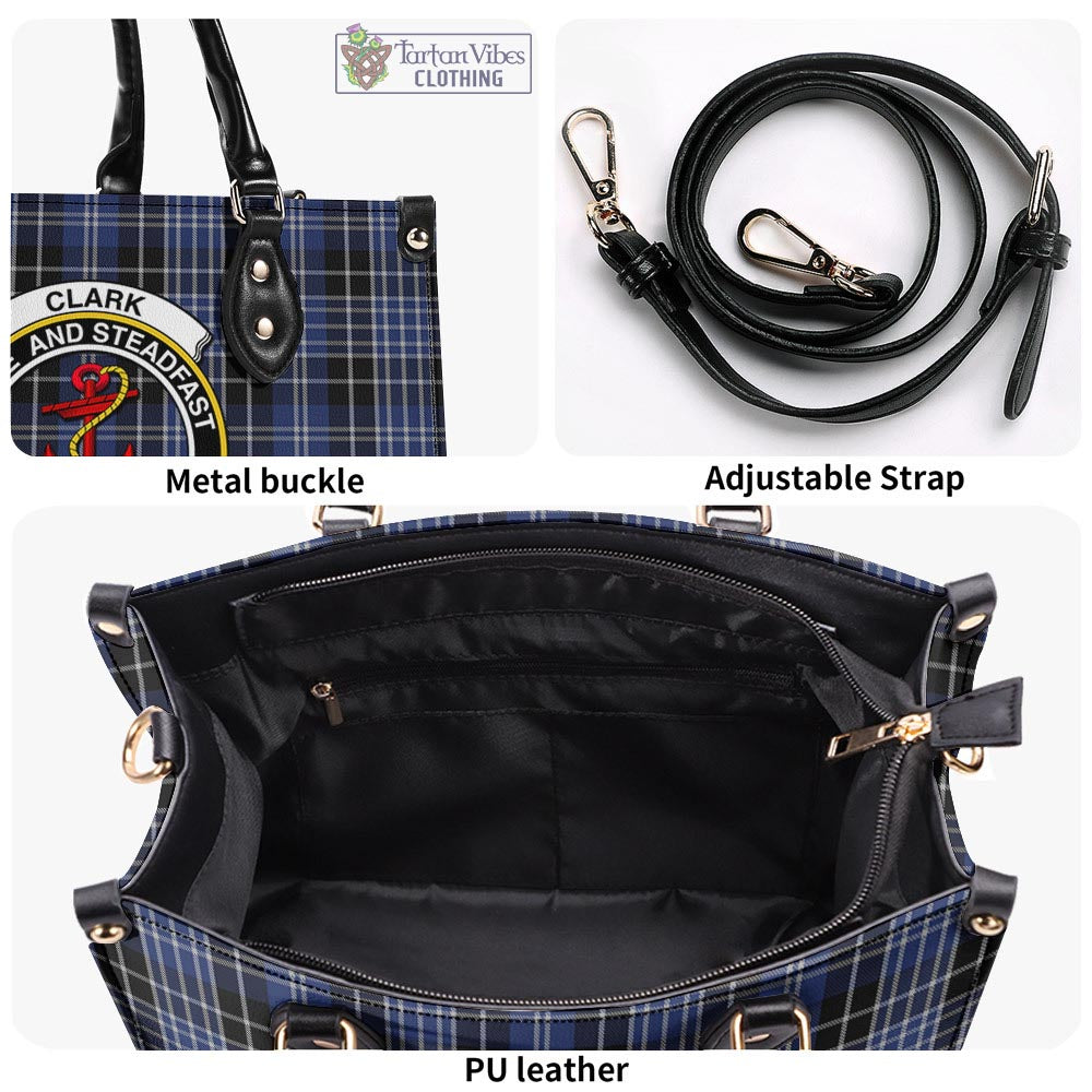 Tartan Vibes Clothing Clark Tartan Luxury Leather Handbags with Family Crest