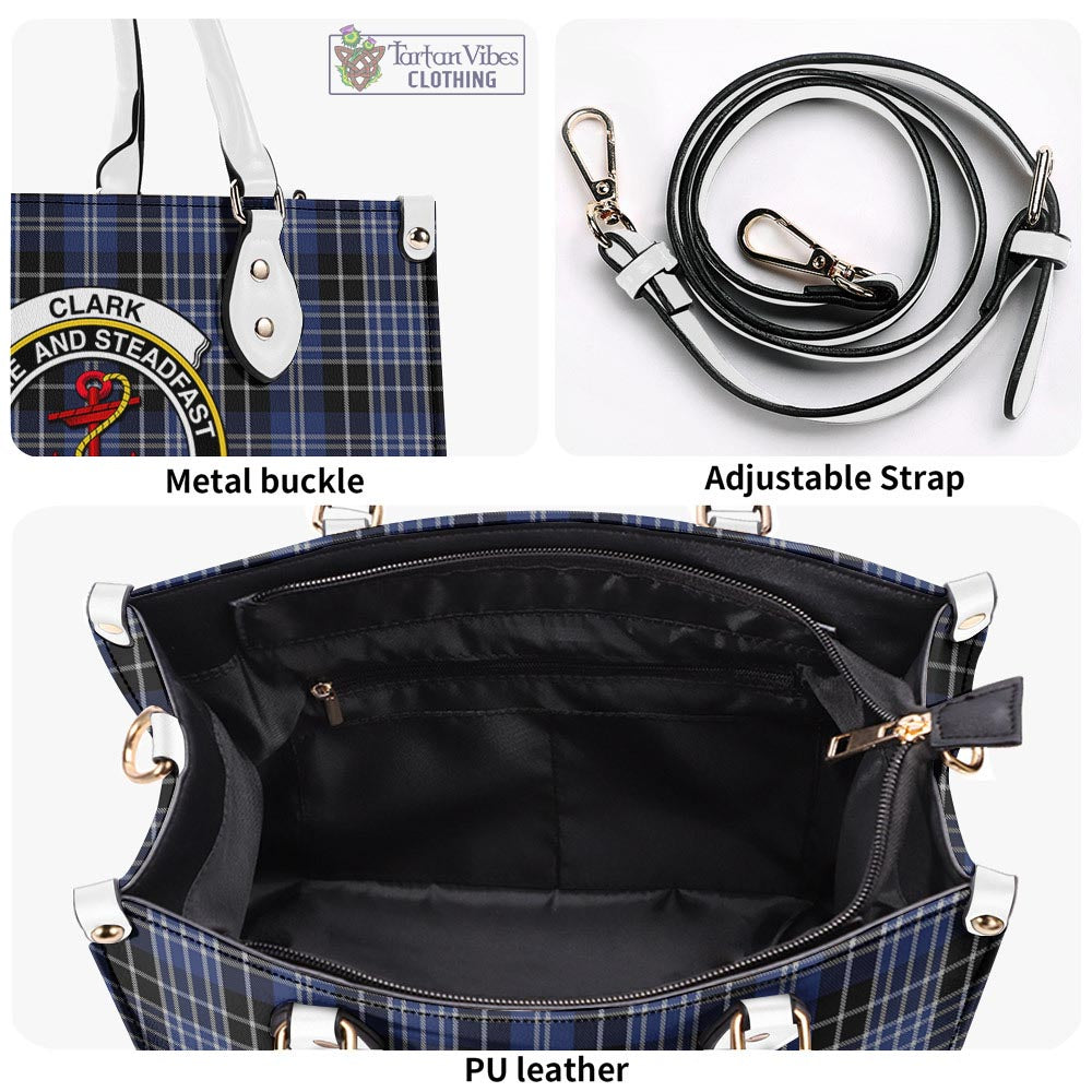 Tartan Vibes Clothing Clark Tartan Luxury Leather Handbags with Family Crest