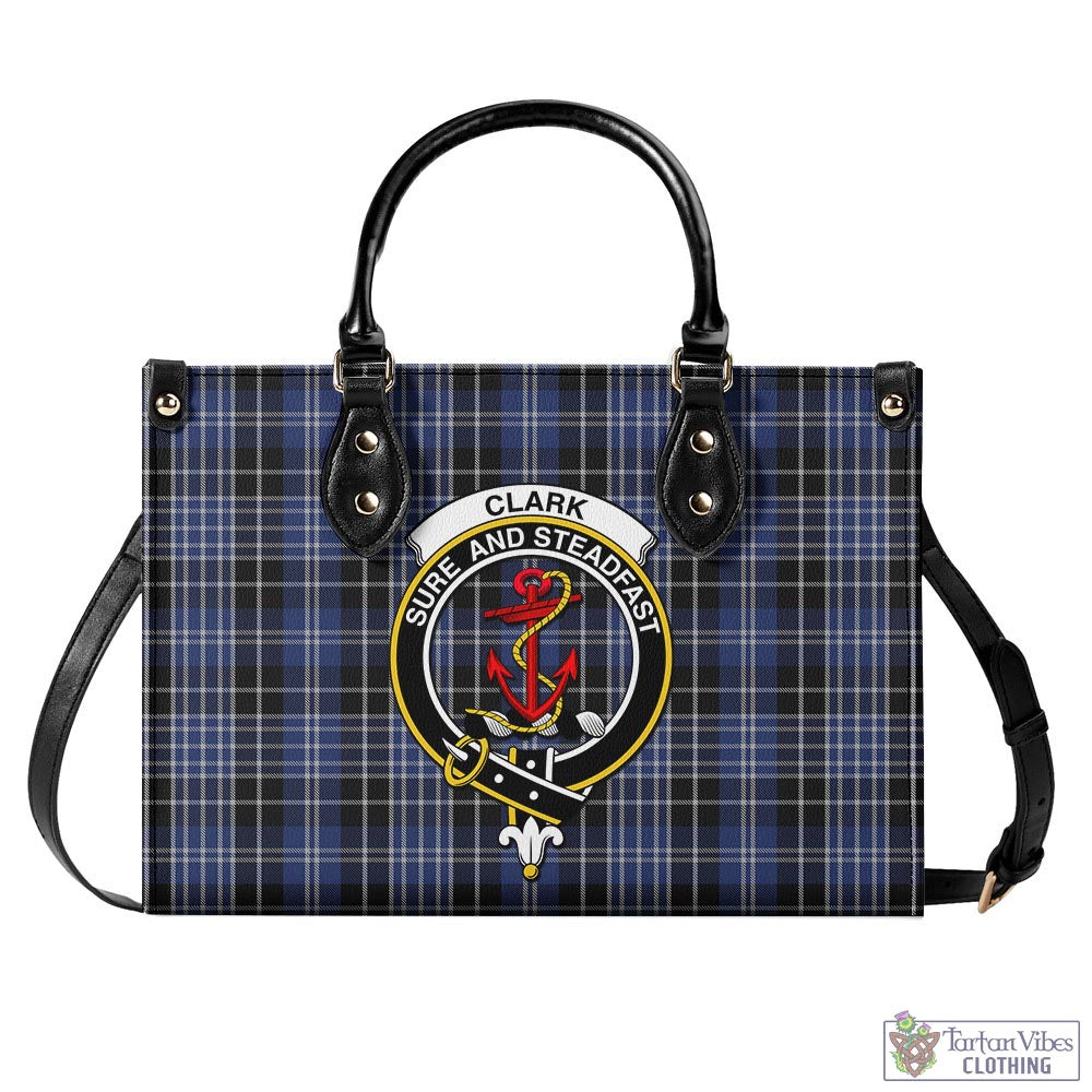 Tartan Vibes Clothing Clark Tartan Luxury Leather Handbags with Family Crest