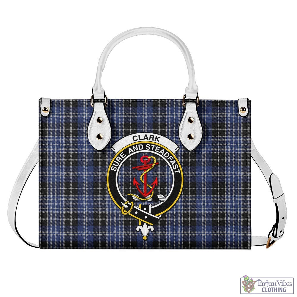 Tartan Vibes Clothing Clark Tartan Luxury Leather Handbags with Family Crest