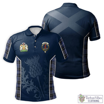 Clark (Clarke) Tartan Men's Polo Shirt with Family Crest and Scottish Thistle Vibes Sport Style