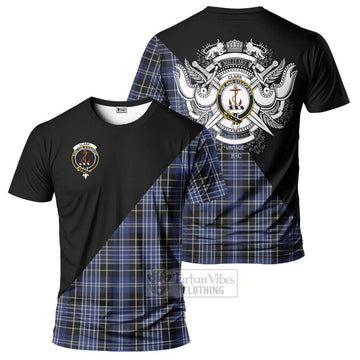 Clark (Clarke) Tartan T-Shirt with Family Crest and Military Logo Style