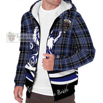 Clark (Clarke) Tartan Sherpa Hoodie with Alba Gu Brath Regal Lion Emblem