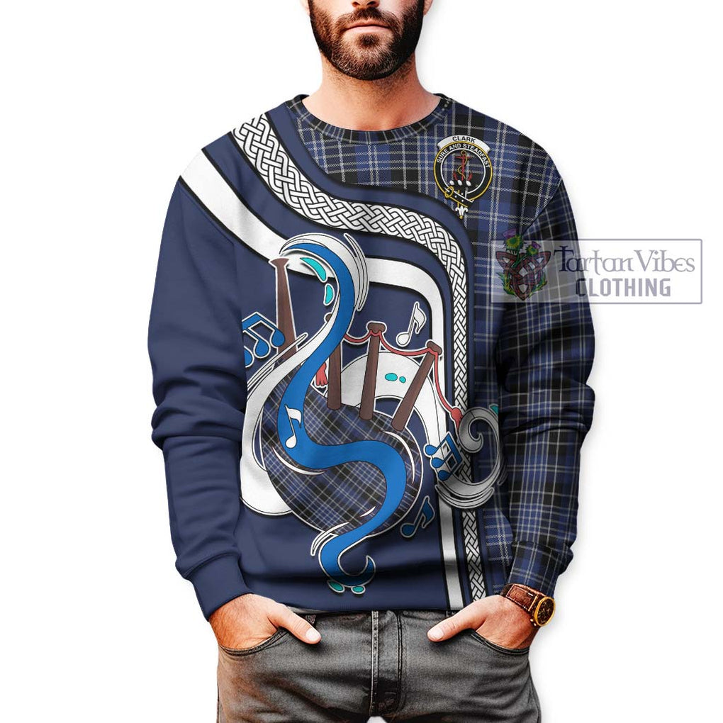 Clark (Clarke) Tartan Sweatshirt with Epic Bagpipe Style Unisex - Tartanvibesclothing Shop