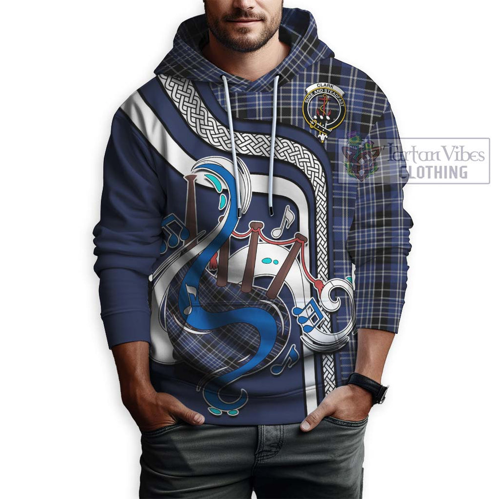 Clark (Clarke) Tartan Hoodie with Epic Bagpipe Style Zip Hoodie - Tartanvibesclothing Shop