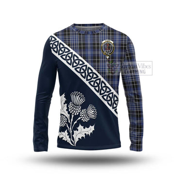 Clark (Clarke) Tartan Long Sleeve T-Shirt Featuring Thistle and Scotland Map