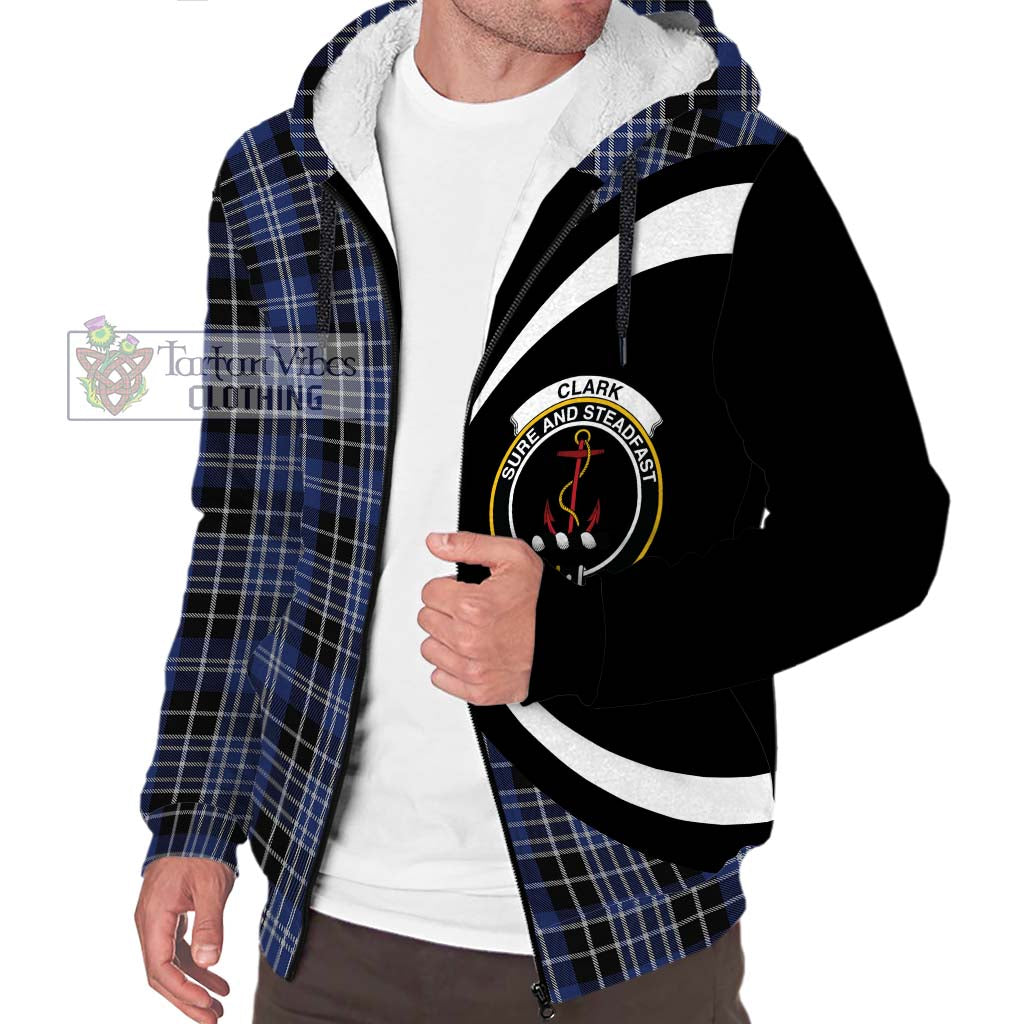 Clark (Clarke) Tartan Sherpa Hoodie with Family Crest Circle Style Unisex S - Tartan Vibes Clothing