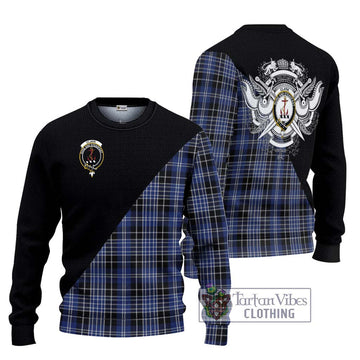 Clark (Clarke) Tartan Ugly Sweater with Family Crest and Military Logo Style