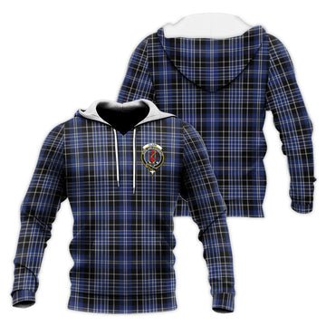 Clark (Clarke) Tartan Knitted Hoodie with Family Crest