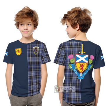 Clark (Clarke) Tartan Kid T-Shirt Alba with Scottish Lion Royal Arm Half Style