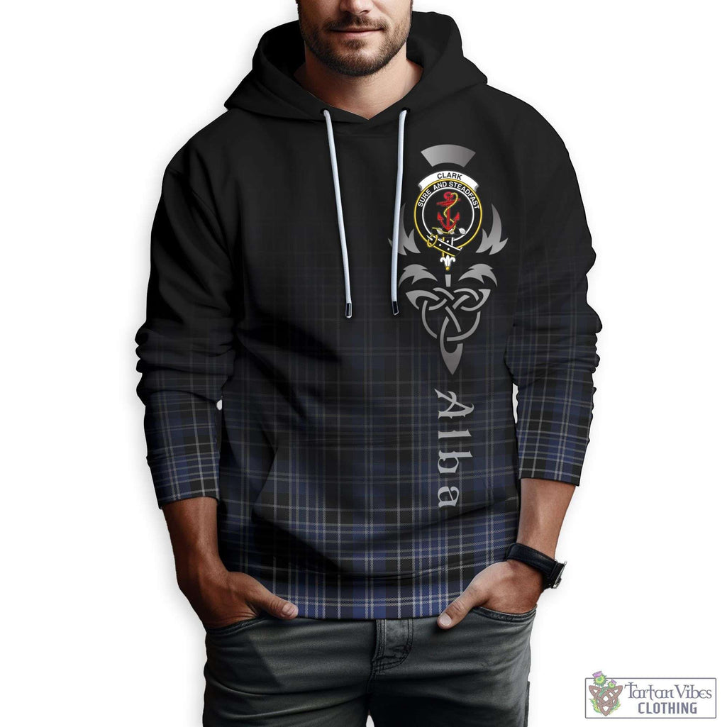 Tartan Vibes Clothing Clark Tartan Hoodie Featuring Alba Gu Brath Family Crest Celtic Inspired