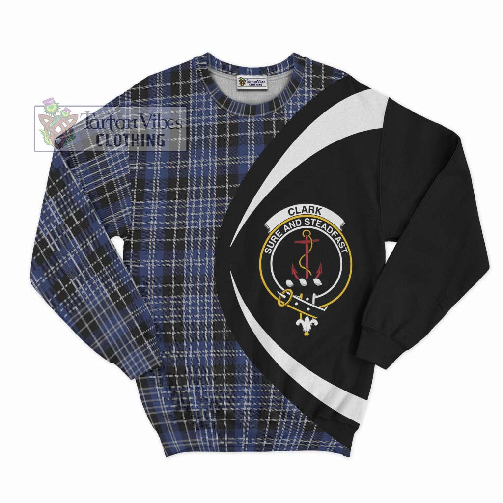 Clark (Clarke) Tartan Sweatshirt with Family Crest Circle Style Unisex - Tartan Vibes Clothing