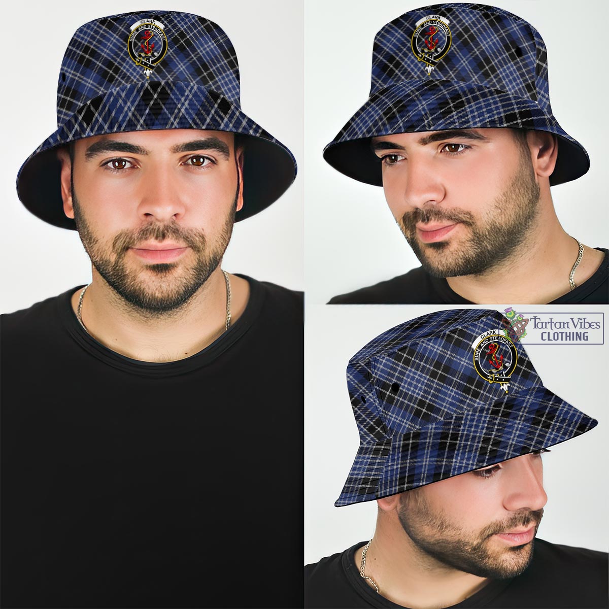 Tartan Vibes Clothing Clark Tartan Bucket Hat with Family Crest