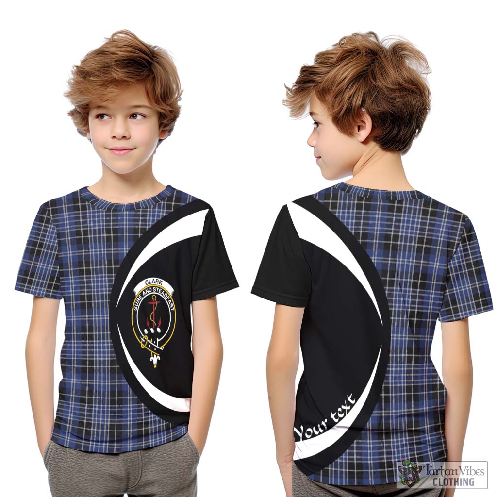 Clark (Clarke) Tartan Kid T-Shirt with Family Crest Circle Style Youth XL Size14 - Tartan Vibes Clothing