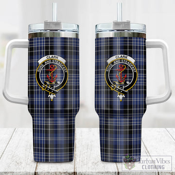 Clark (Clarke) Tartan Tumbler with Handle with Family Crest One Size 40 OZ - Tartan Vibes Clothing