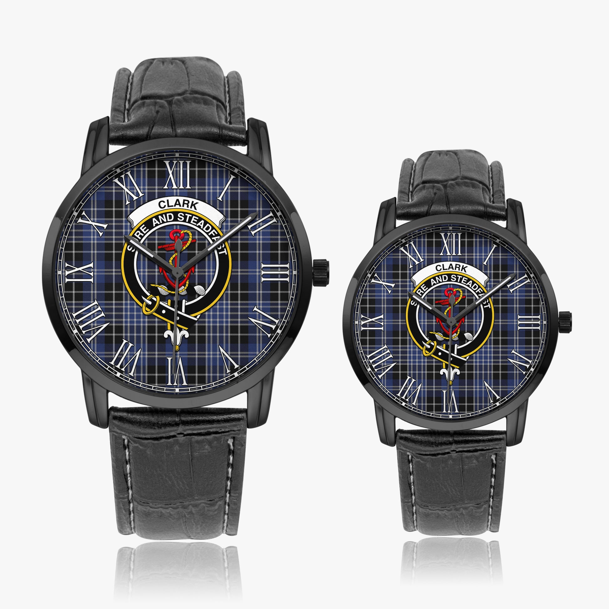 Clark Tartan Family Crest Leather Strap Quartz Watch - Tartanvibesclothing