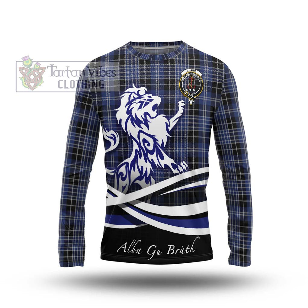 Clark (Clarke) Tartan Long Sleeve T-Shirt with Alba Gu Brath Regal Lion Emblem Unisex - Tartanvibesclothing Shop