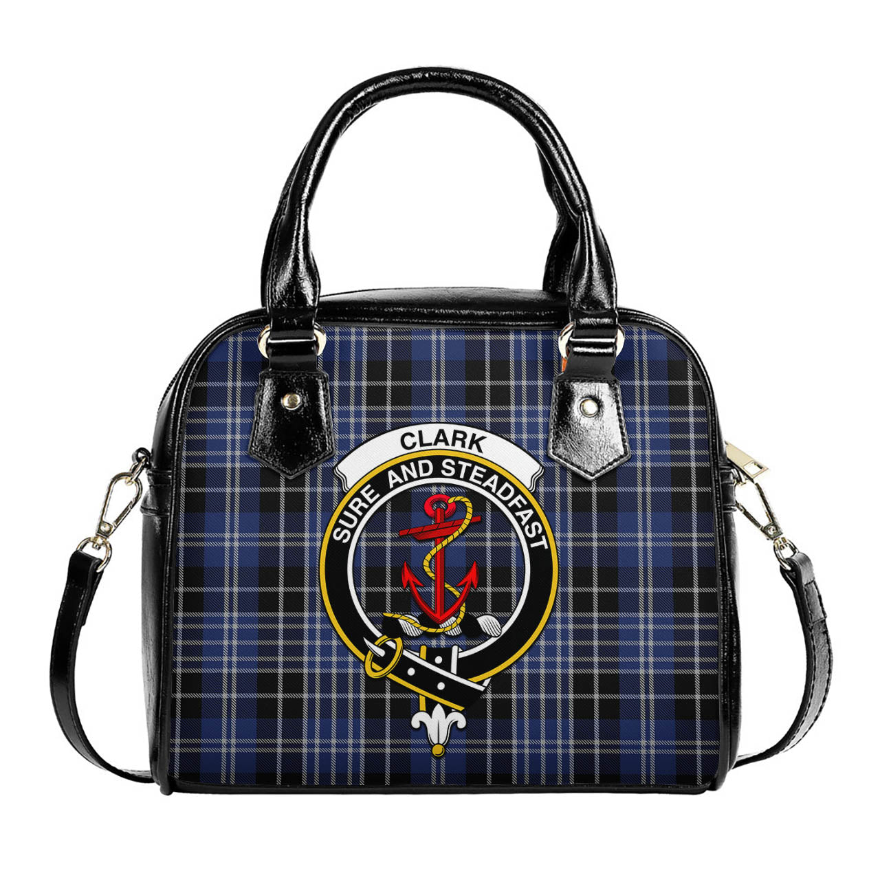 Clark Tartan Shoulder Handbags with Family Crest One Size 6*25*22 cm - Tartanvibesclothing