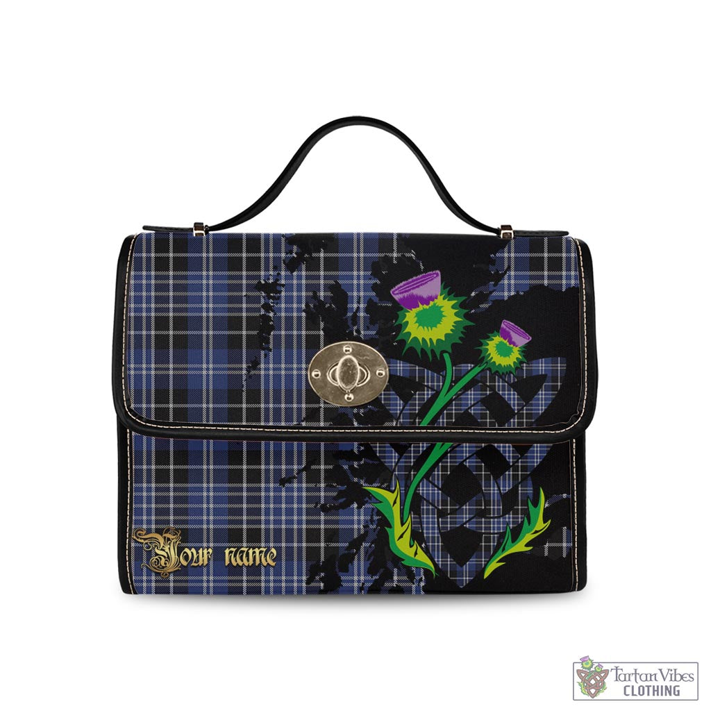 Tartan Vibes Clothing Clark Tartan Waterproof Canvas Bag with Scotland Map and Thistle Celtic Accents