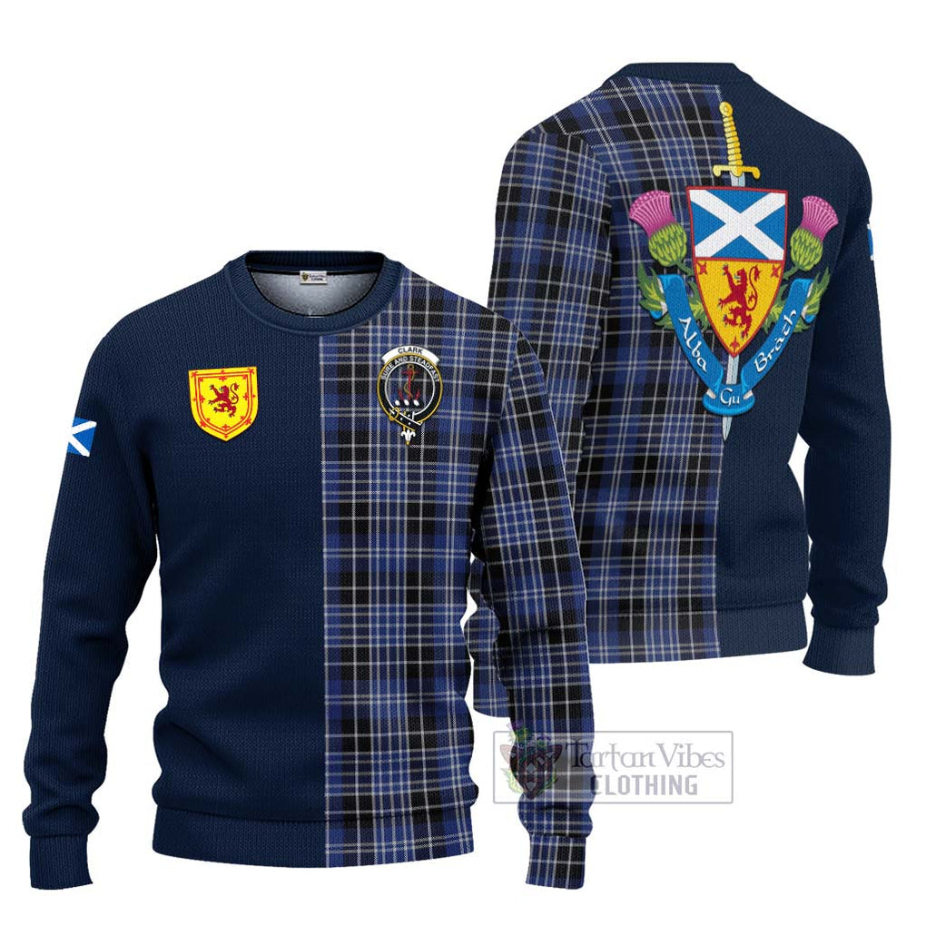 Clark (Clarke) Tartan Ugly Sweater Alba with Scottish Lion Royal Arm Half Style Unisex - Tartan Vibes Clothing