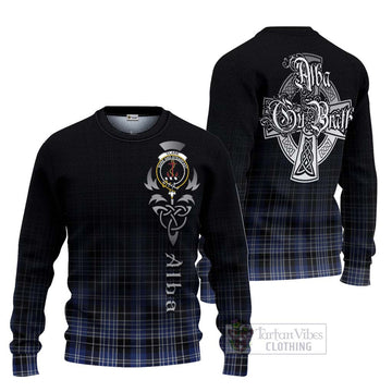 Clark (Clarke) Tartan Ugly Sweater Featuring Alba Gu Brath Family Crest Celtic Inspired