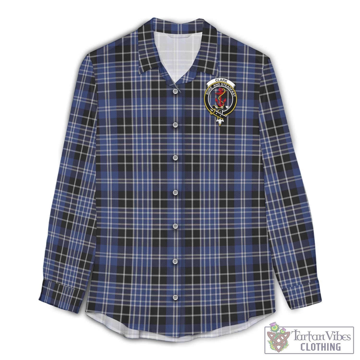 Tartan Vibes Clothing Clark Tartan Womens Casual Shirt with Family Crest