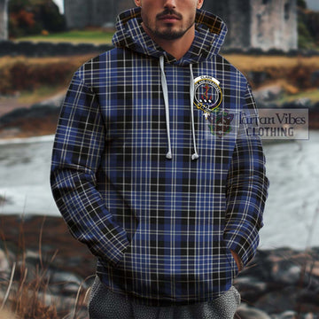 Clark (Clarke) Tartan Cotton Hoodie with Family Crest