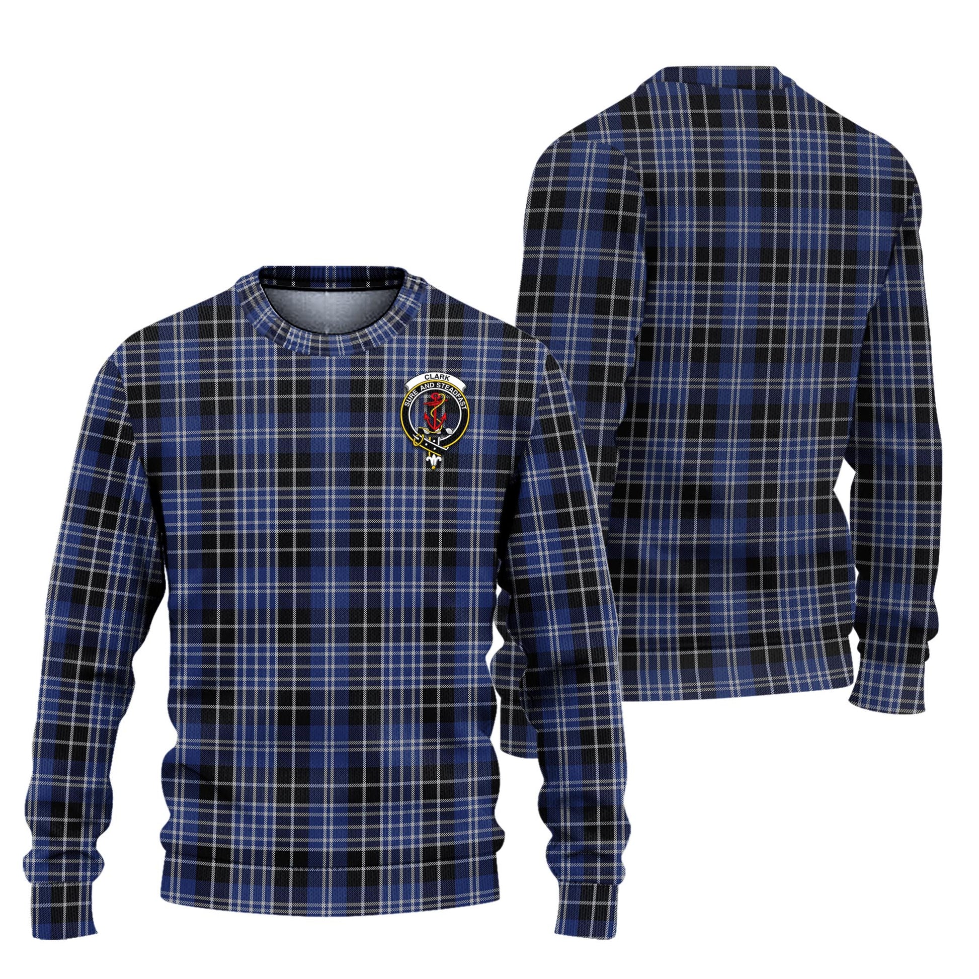 Clark Tartan Knitted Sweater with Family Crest Unisex - Tartanvibesclothing