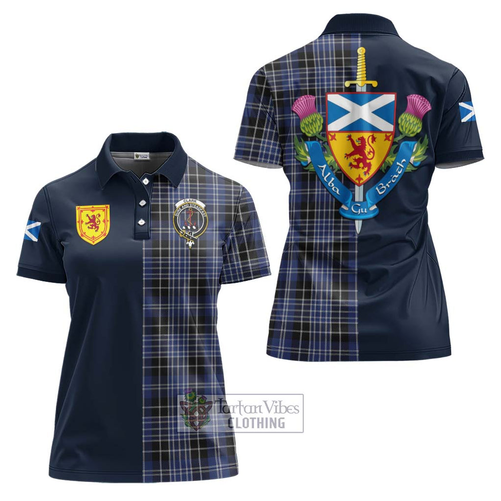 Tartan Vibes Clothing Clark Tartan Women's Polo Shirt with Scottish Lion Royal Arm Half Style