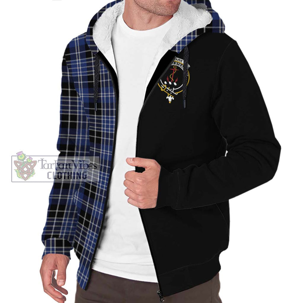 Clark (Clarke) Tartan Sherpa Hoodie with Family Crest and Half Of Me Style Unisex S - Tartanvibesclothing Shop