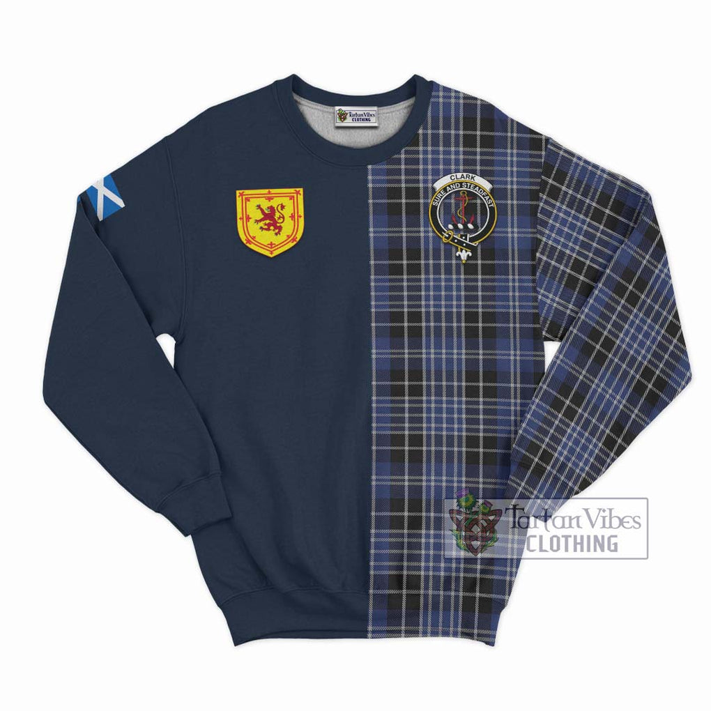 Tartan Vibes Clothing Clark Tartan Sweatshirt with Scottish Lion Royal Arm Half Style