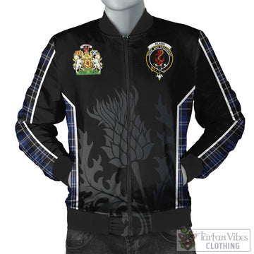 Clark (Clarke) Tartan Bomber Jacket with Family Crest and Scottish Thistle Vibes Sport Style