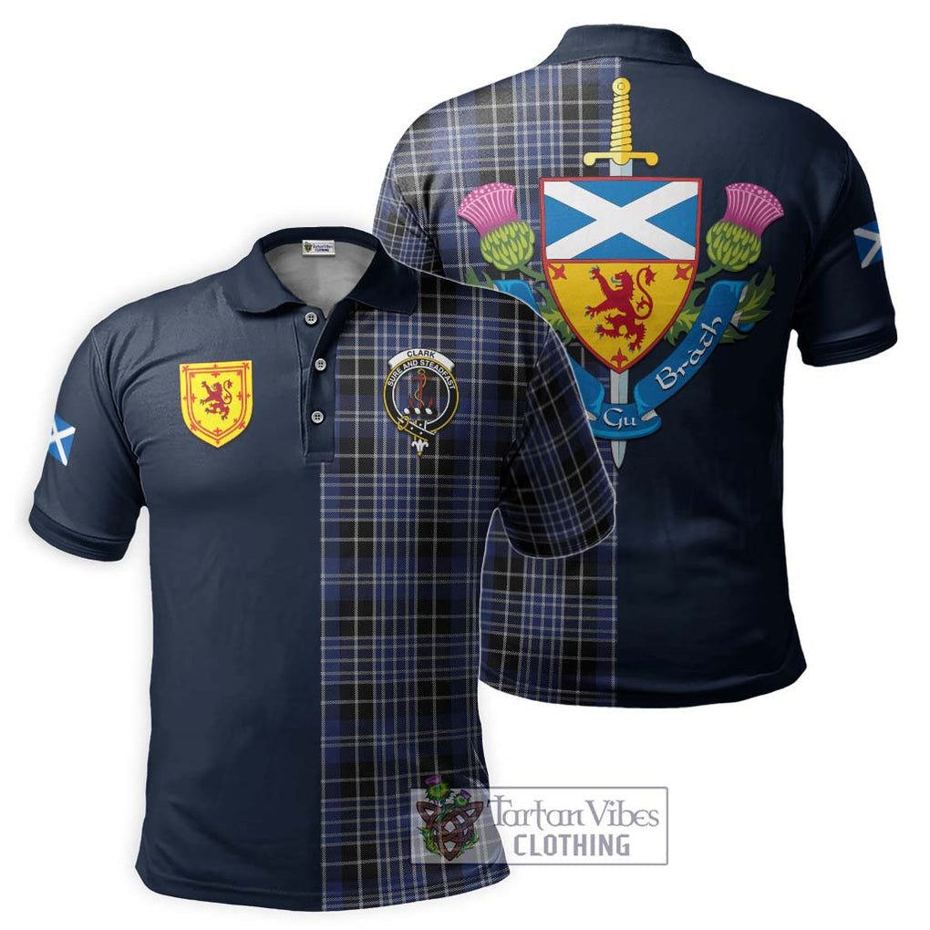 Tartan Vibes Clothing Clark Tartan Polo Shirt with Scottish Lion Royal Arm Half Style