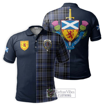 Clark (Clarke) Tartan Polo Shirt Alba with Scottish Lion Royal Arm Half Style