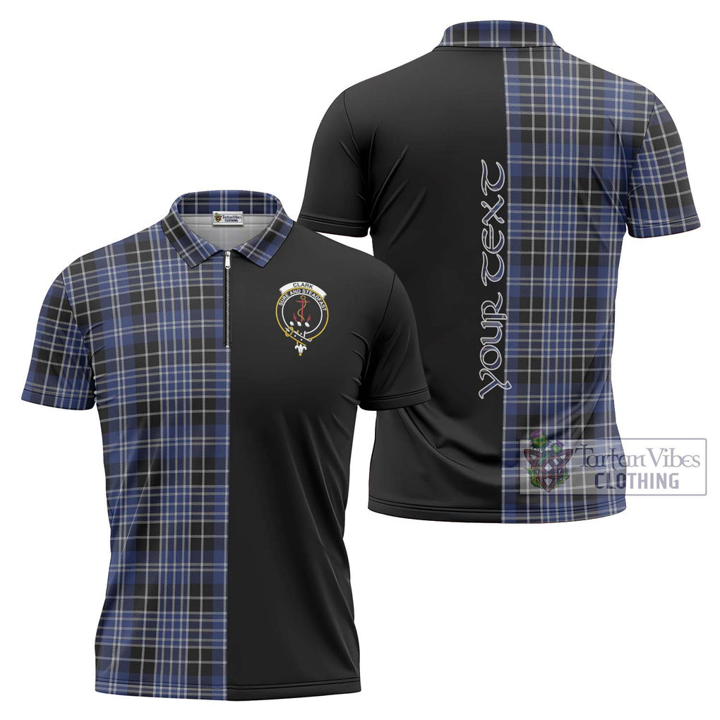 Clark (Clarke) Tartan Zipper Polo Shirt with Family Crest and Half Of Me Style Unisex - Tartanvibesclothing Shop