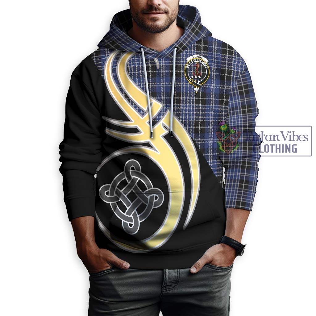 Clark (Clarke) Tartan Hoodie with Family Crest and Celtic Symbol Style Zip Hoodie - Tartan Vibes Clothing