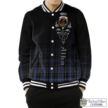 Clark (Clarke) Tartan Baseball Jacket Featuring Alba Gu Brath Family Crest Celtic Inspired