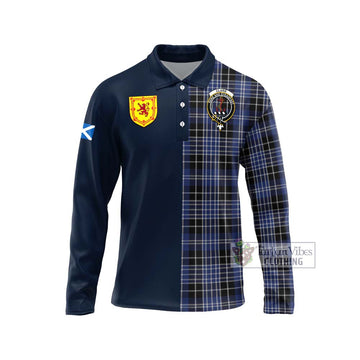 Clark (Clarke) Tartan Long Sleeve Polo Shirt Alba with Scottish Lion Royal Arm Half Style